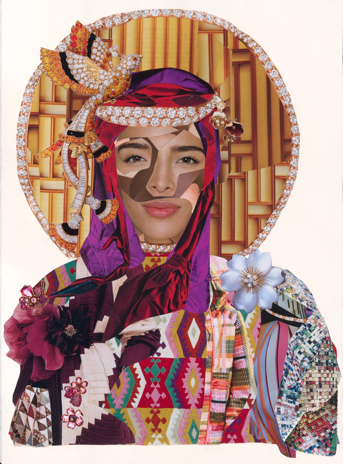 Quilted with Bird Headpiece